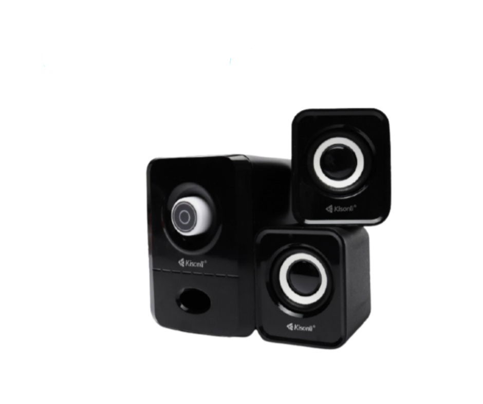 Parlantes Kisonli U-2900 2.1 - USB| Sonido Potente y Compacto para tu PC o Laptop