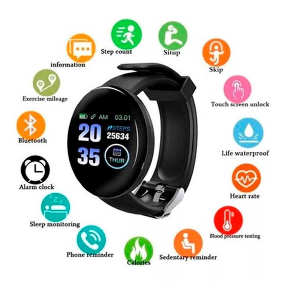 Smartwatch D18 | Controla tu Salud y Estilo en Todo Momento