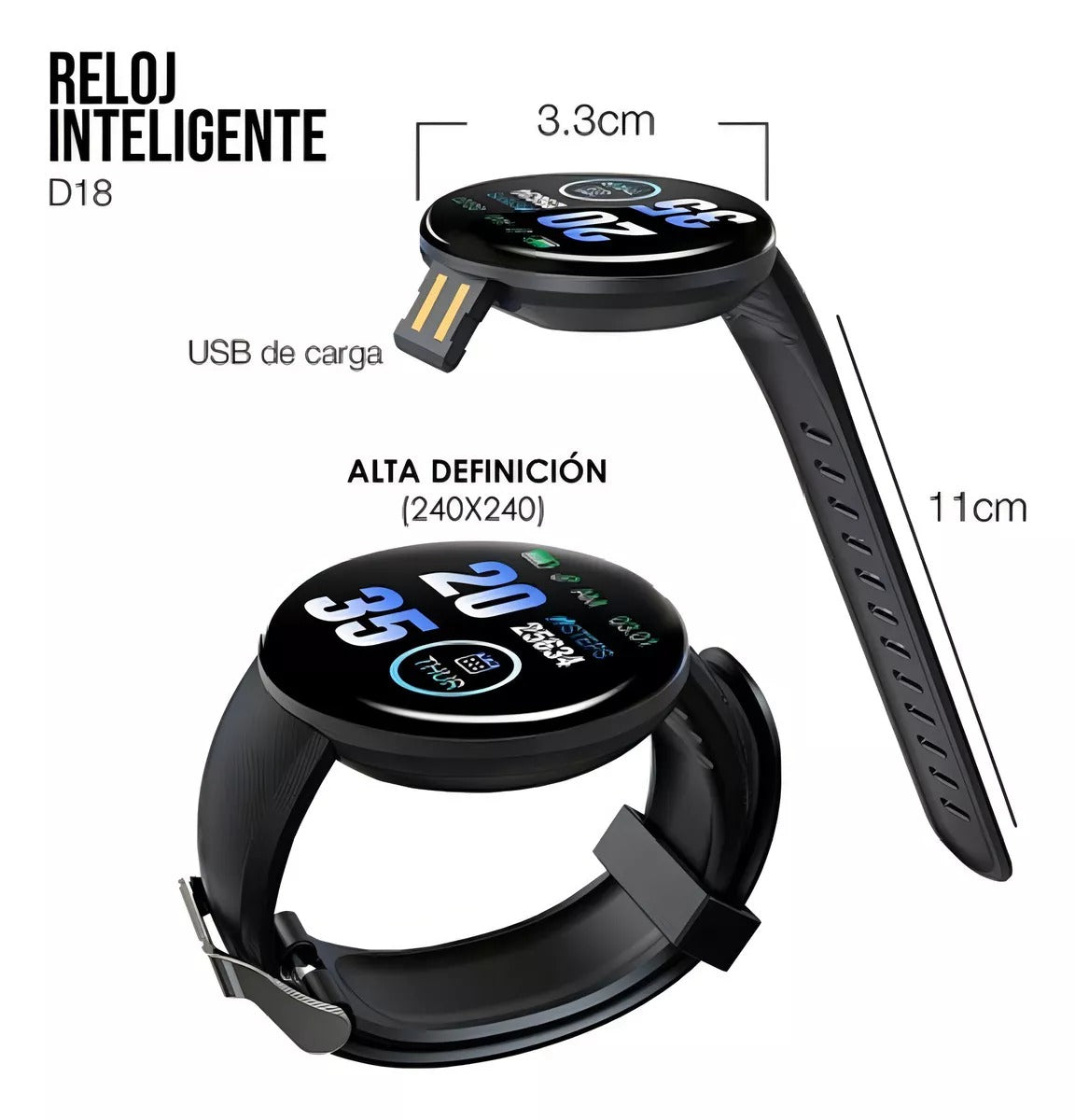 Smartwatch D18 | Controla tu Salud y Estilo en Todo Momento