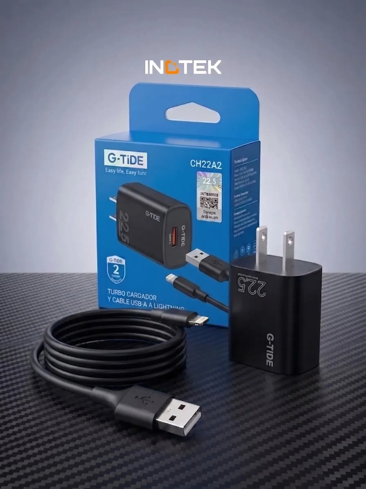 Cargador Cubo Turbo G-Tide 22.5W Carga Rápida Para iPhone + Cable - Vista 4