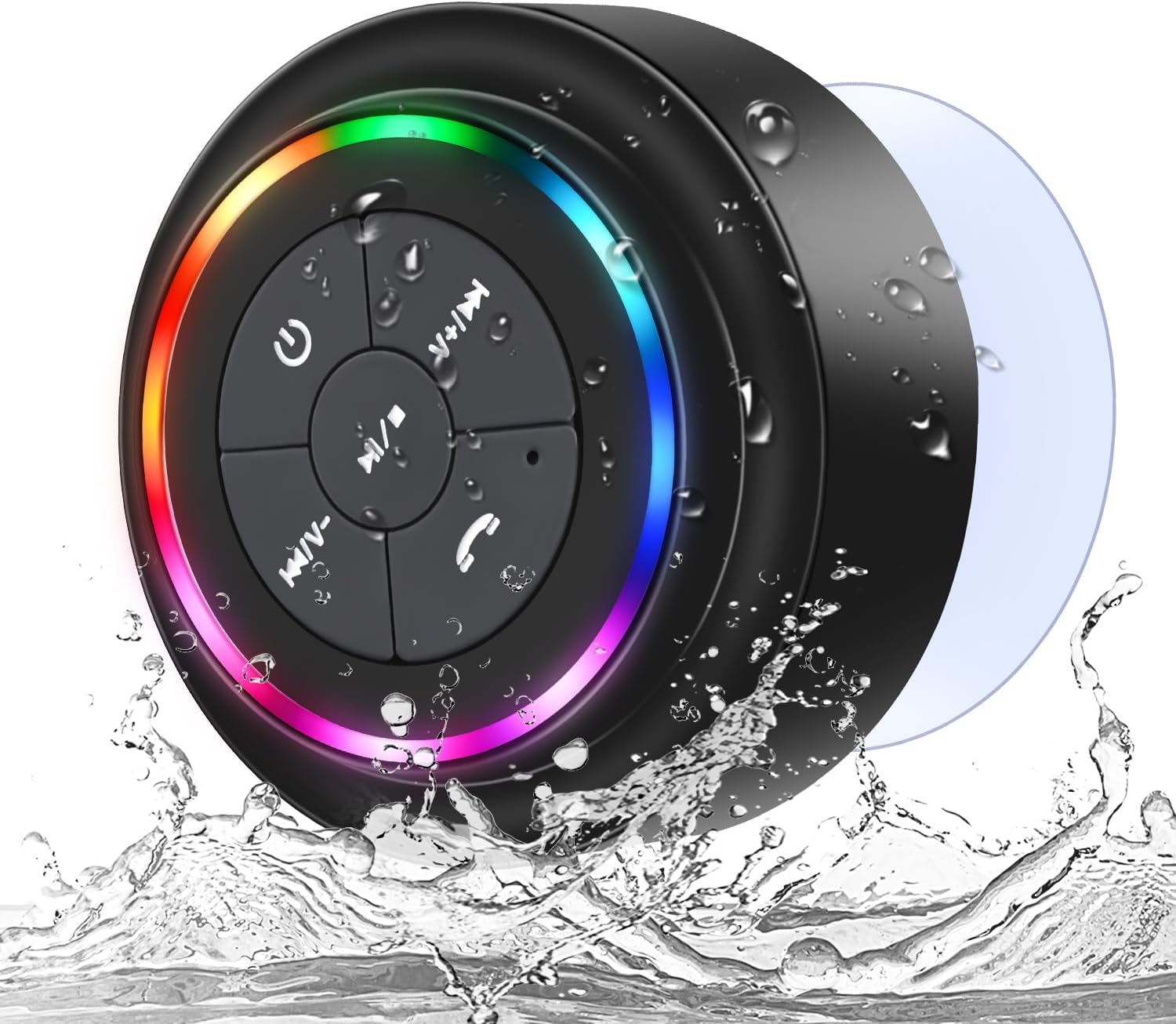 Mini Parlante para Ducha BTS07 | Bluetooth 5.0 + Micrófono, (5W) | Compacto (5.5cm)
