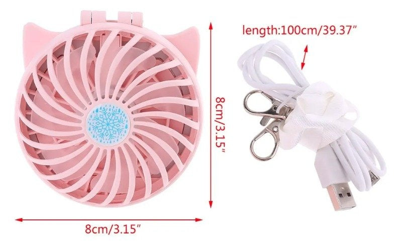 Ventilador mini con espejo redondo