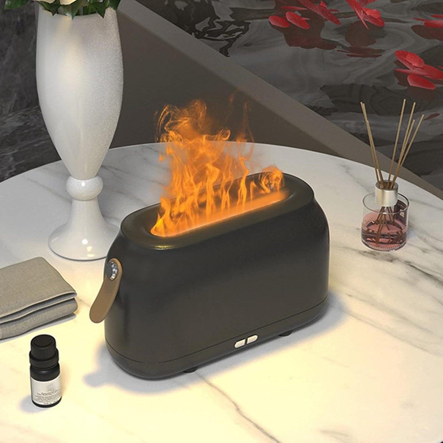 Humidificador y difusor de aromas con efecto de llama realista