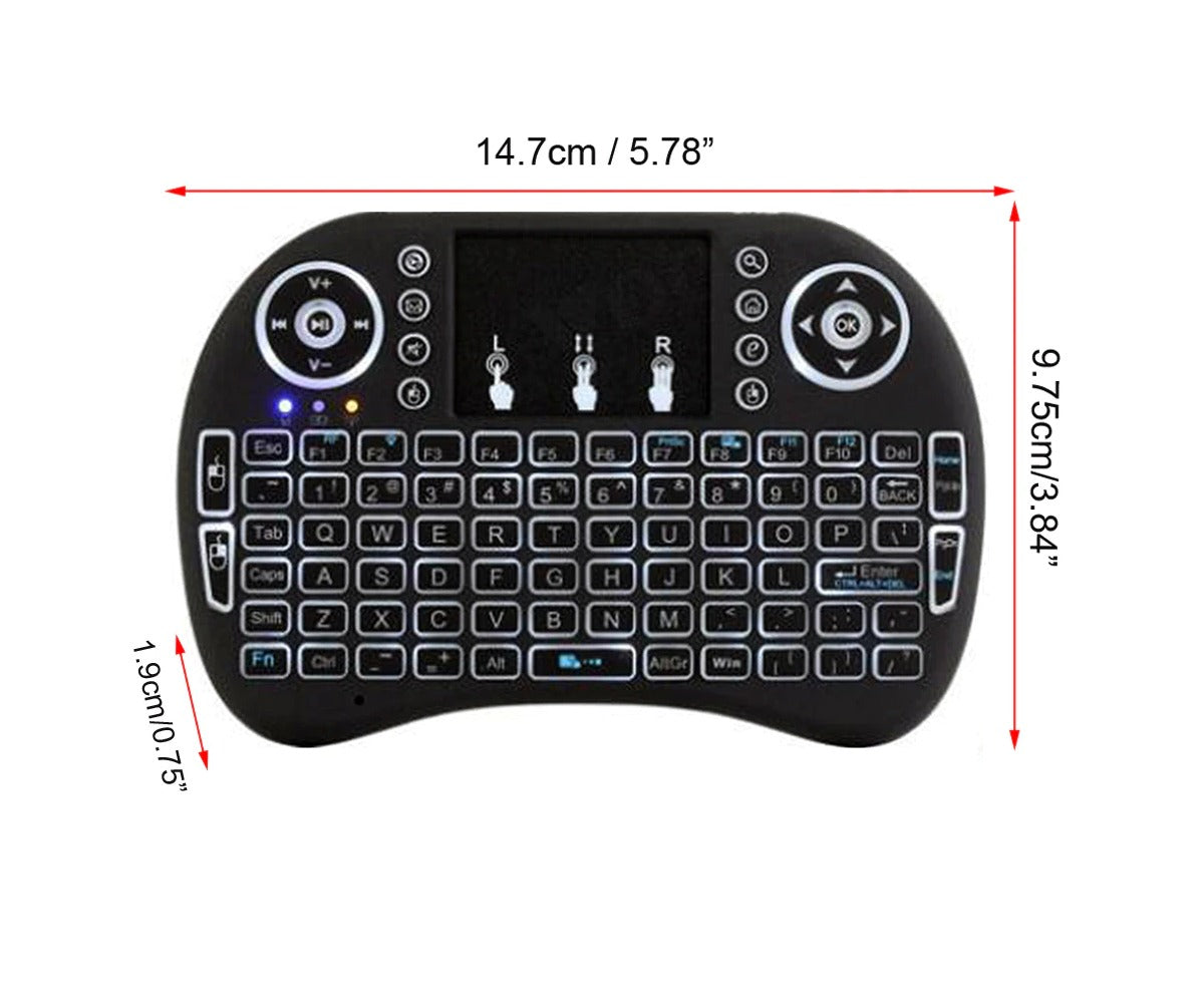 Mini Teclado Inalámbrico Retroiluminado con Touchpad | Navega, Escribe y Controla