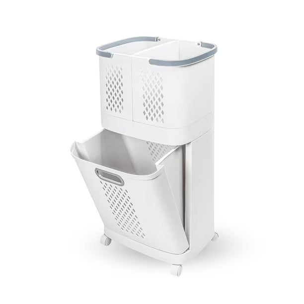 Organizador Cesta de Ropa Multiusos 3 Niveles con Ruedas - Desmontable y Portátil