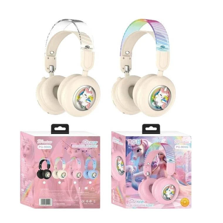 Diadema Inalámbrica Diseño de Unicornio | PG-906G con Luces RGB