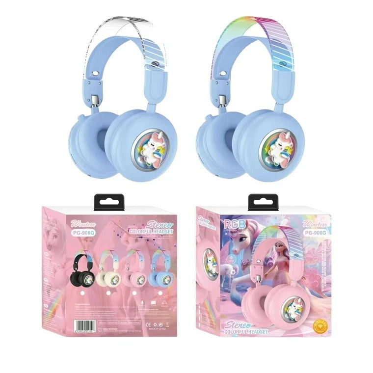 Diadema Inalámbrica Diseño de Unicornio | PG-906G con Luces RGB