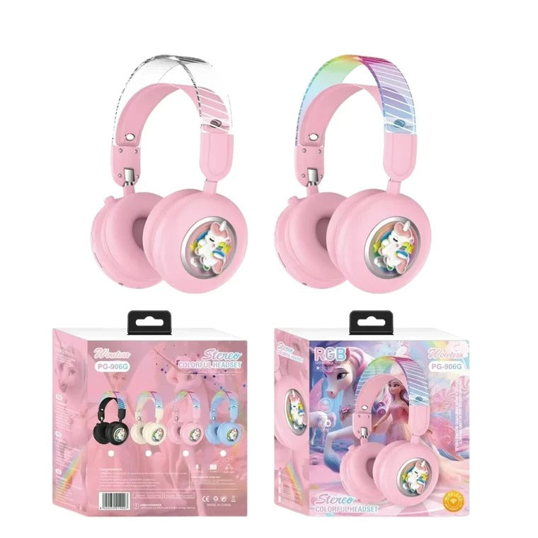 Diadema Inalámbrica Diseño de Unicornio | PG-906G con Luces RGB