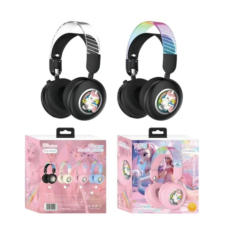 Diadema Inalámbrica Diseño de Unicornio | PG-906G con Luces RGB