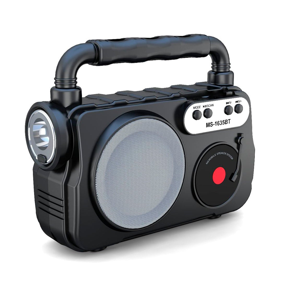 Parlante MS-1635BT | Bluetooth, USB, SD, Radio FM + Linterna | Compacto y Potente (6W)