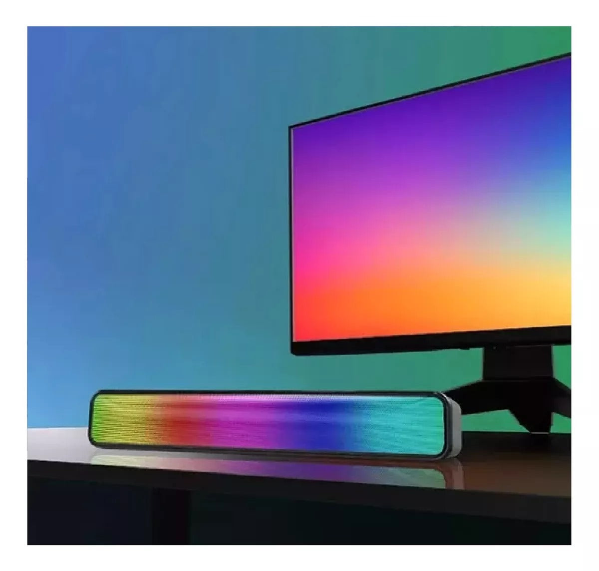 Barra de Sonido A800 Bluetooth 5.2 | 6W Potente, USB/SD/FM/AUX + Luces RGB | 38cm