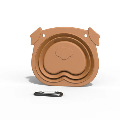 Plato taza plegable con clip para mascotas