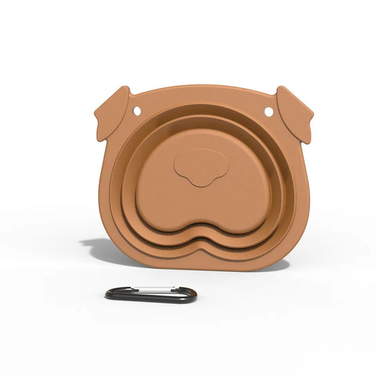 Plato taza plegable con clip para mascotas