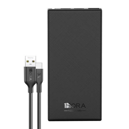Power Bank Batería Portátil 10000mah Bateria 1hora Gar263  Con 2 Usb Salidas Y 1 Entrada Tipo C Negro