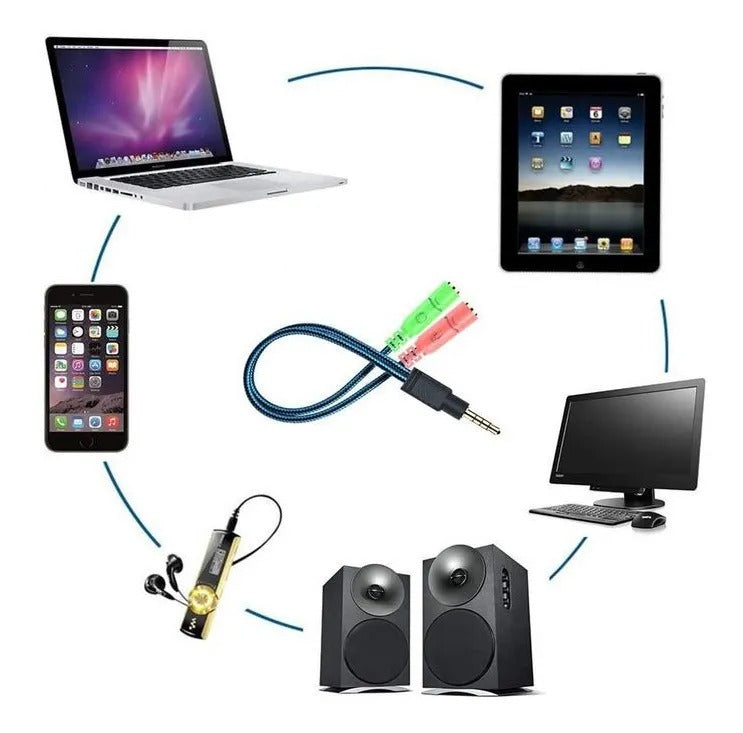 Cable Divisor de Audio y Micrófono | Modelos 1→2 y 2→1 Compatibles con PC y Celular