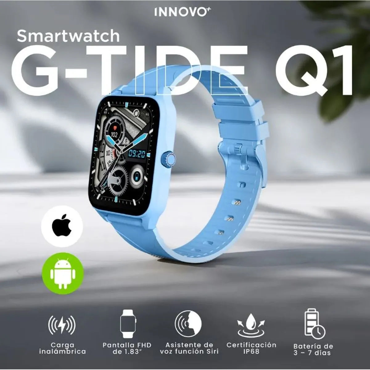 Smartwatch G-Tide Q1 | Llamadas Bluetooth, Monitoreo de Salud, Oxígeno en Sangre, Resistencia IP68 y 100+ Modos Deportivos