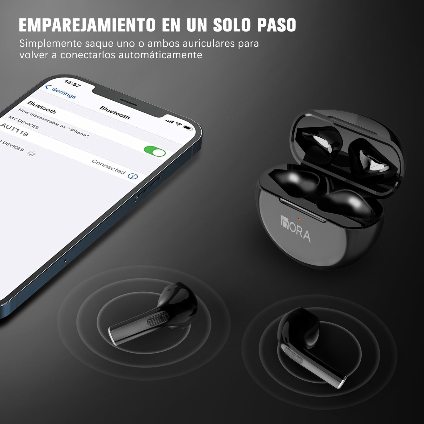 Audífonos Inalámbricos 1Hora AUT119 – Sonido Envolvente y Carga Rápida