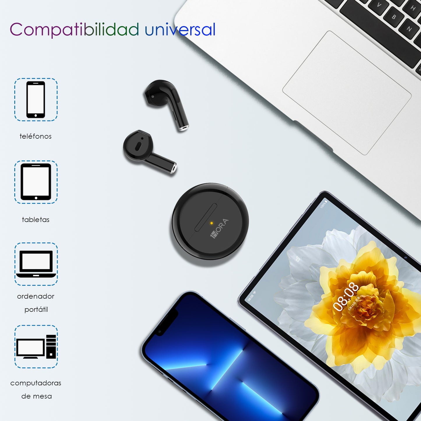 Audífonos Inalámbricos 1Hora AUT119 – Sonido Envolvente y Carga Rápida