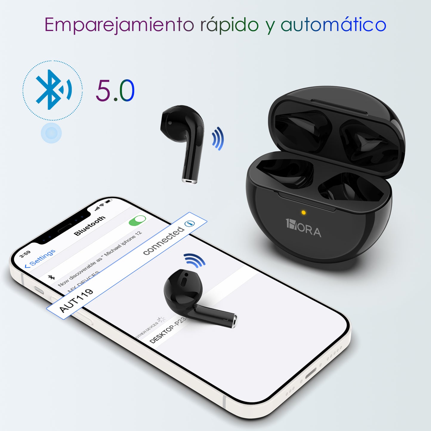 Audífonos Inalámbricos 1Hora AUT119 – Sonido Envolvente y Carga Rápida
