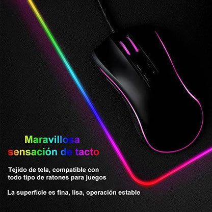 Mouse Pad Gamer RGB Seisa 20×35 cm – Iluminación Multicolor y Base Antideslizante - INOTEK s.a.s