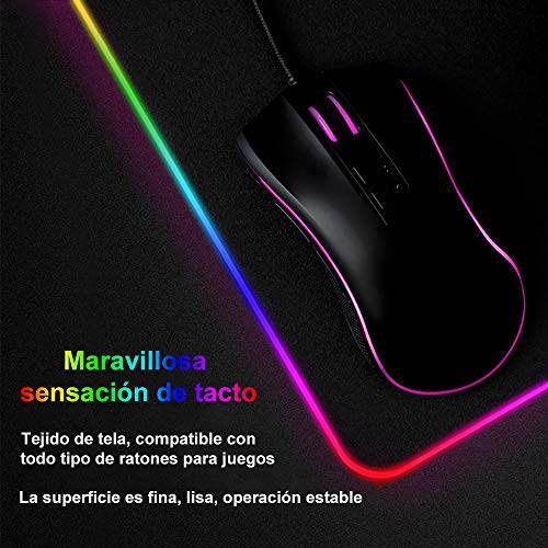Mouse Pad Gamer RGB Seisa 20×35 cm – Iluminación Multicolor y Base Antideslizante - INOTEK s.a.s