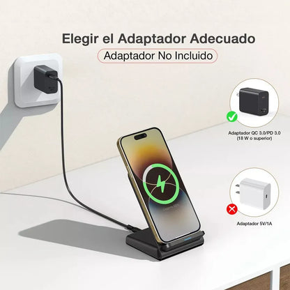 ⚡ Cargador Inalámbrico 1Hora GAR157 15W | Carga Rápida Qi