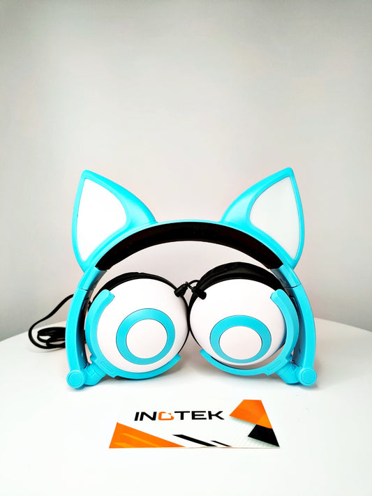 Auriculares Audífonos con Orejas de Gato, Plegables y con Luz LED – Diversión, Comodidad y Estilo para Niños y Niñas 🐱✨