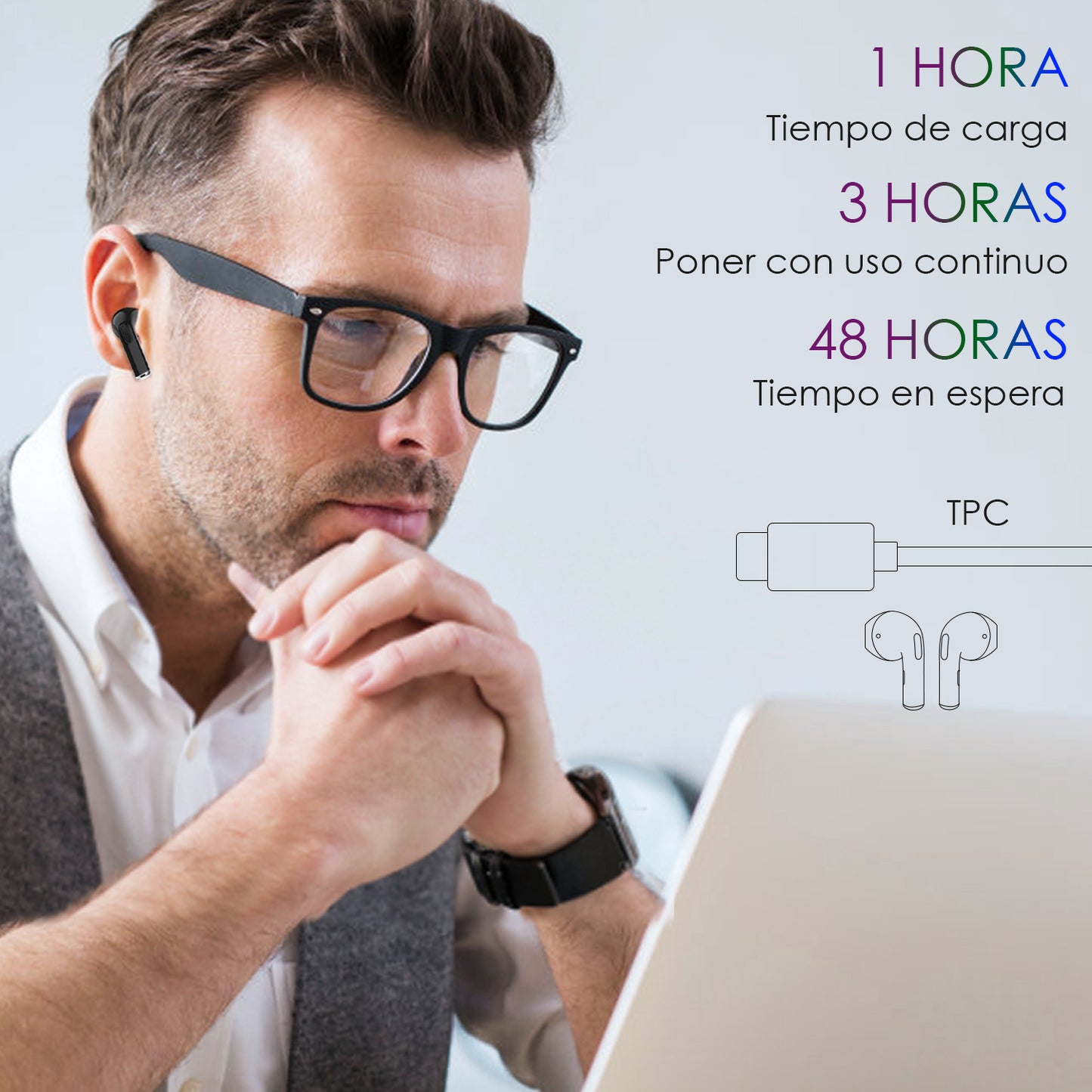 Audífonos Inalámbricos 1Hora AUT119 – Sonido Envolvente y Carga Rápida