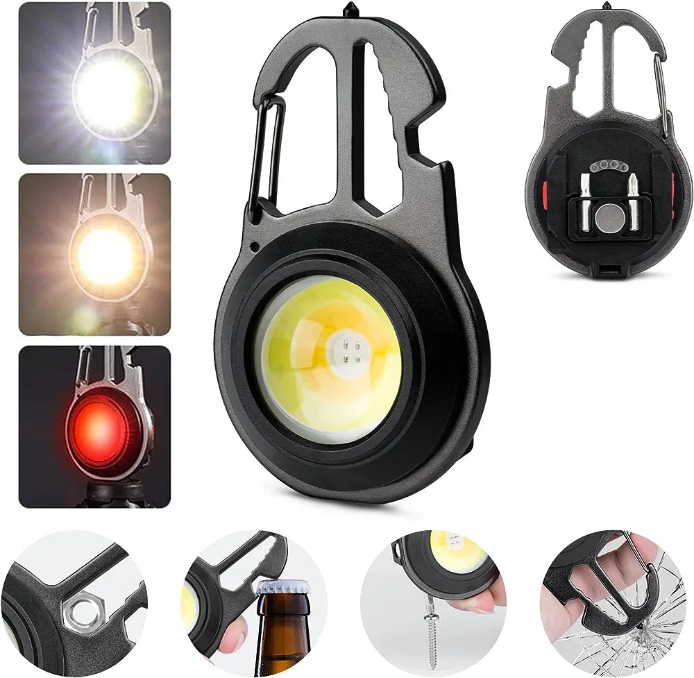 Mini Portable Pocket Flashlight Keychain - Multifunctional and Rechargeable with 4 Light Modes