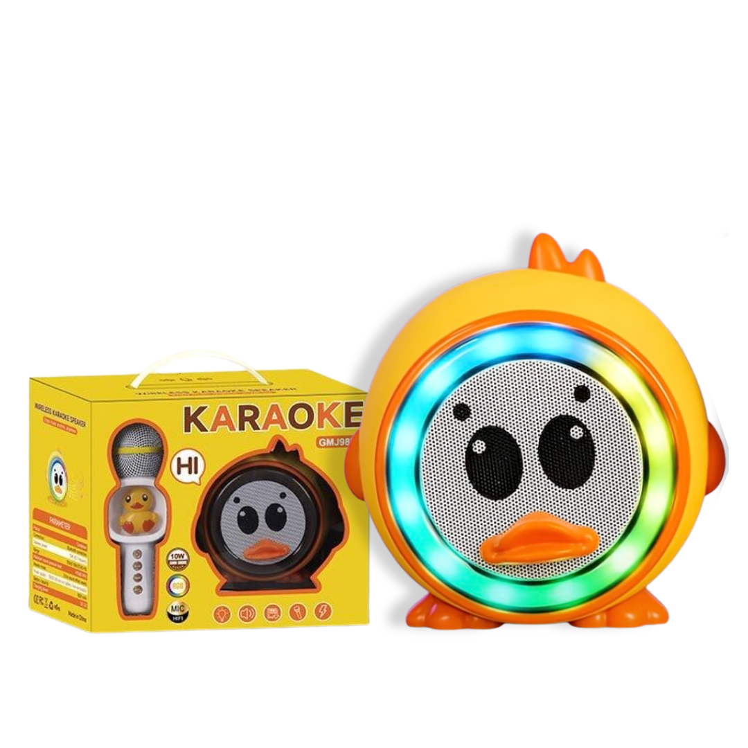 Sistema de Karaoke Portátil para Niños GMJ 9835 - Altavoz Animalito con Micrófono Luminoso y Cambiador de Voz