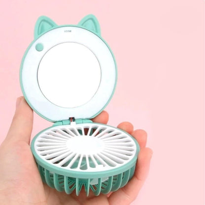 Ventilador mini con espejo redondo