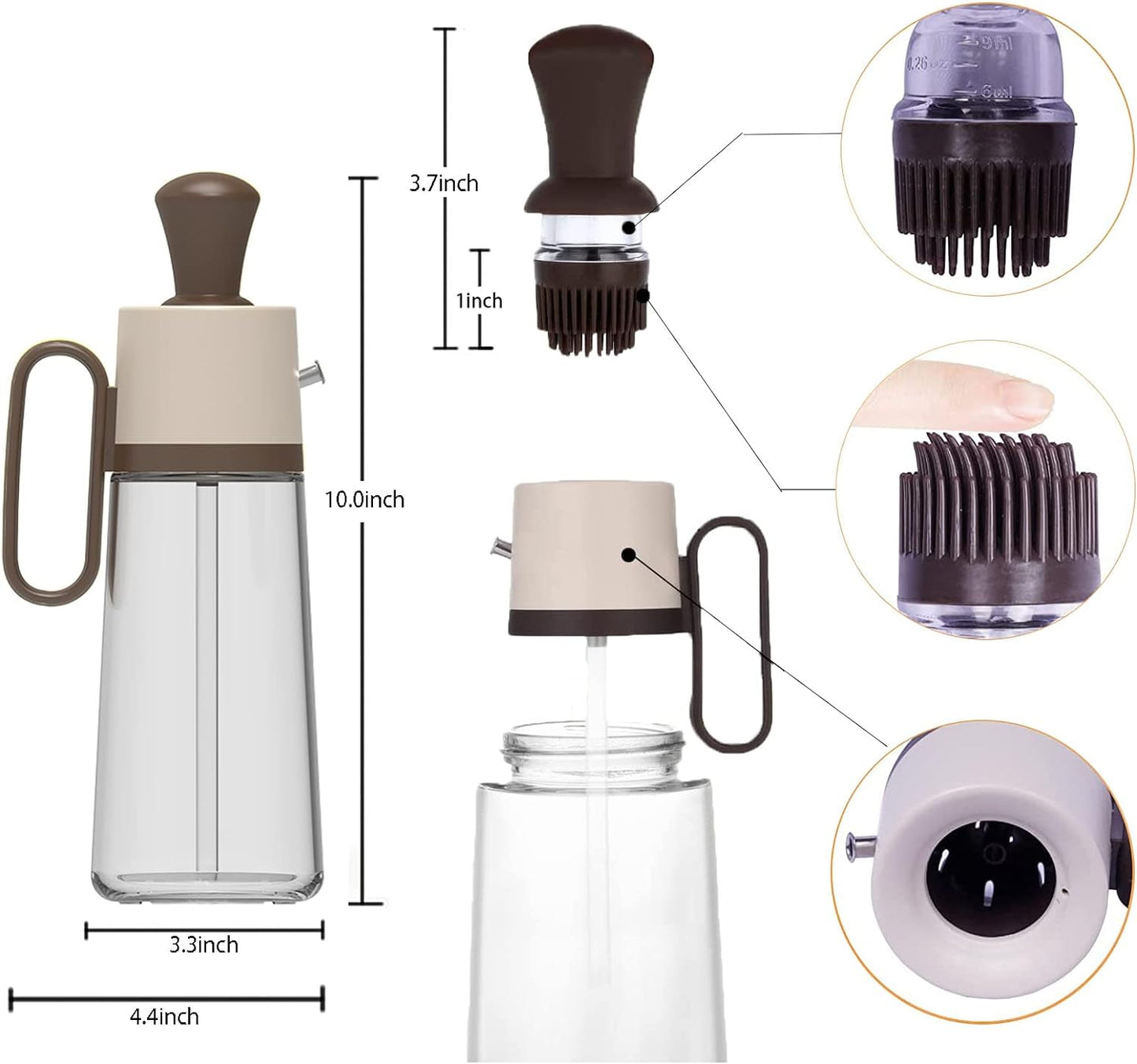 Dispensador de Aceite 550ml con Brocha de Silicona