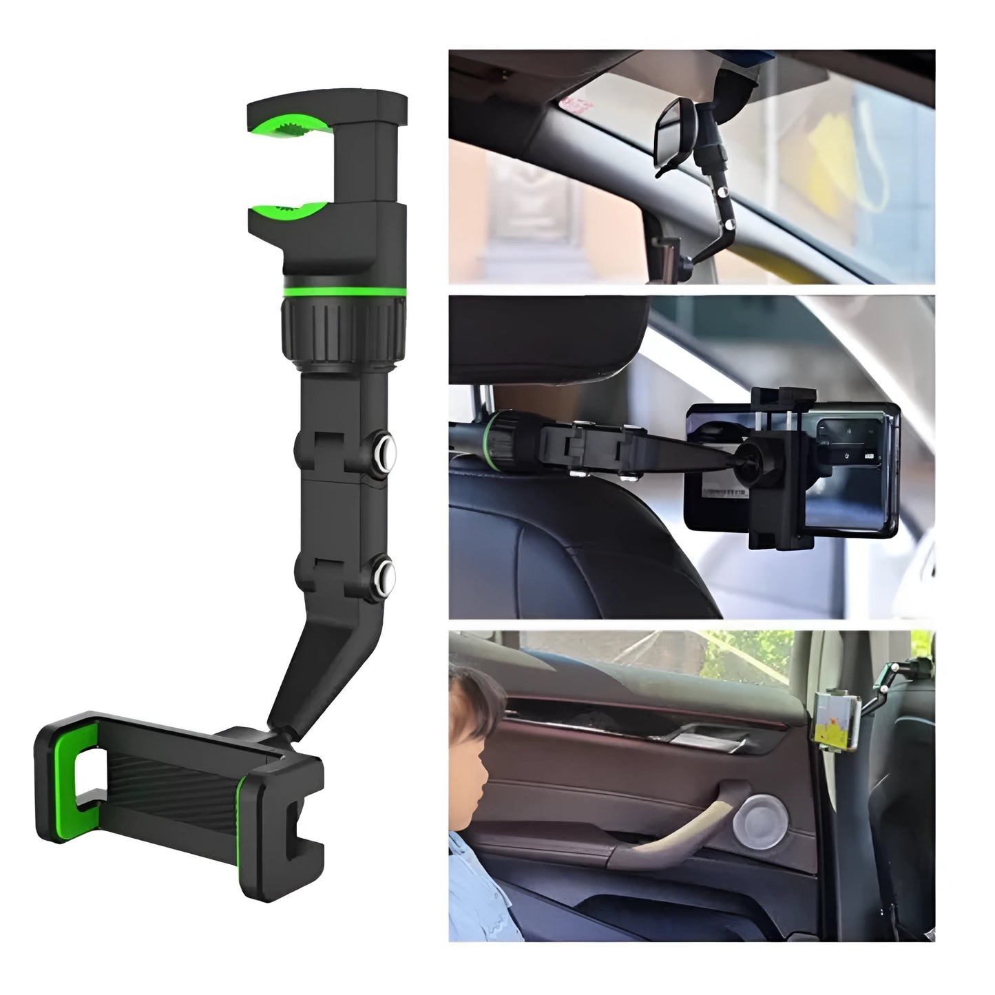 Soporte Celular Espejo Retrovisor 360° | Universal Ajustable para Carro
