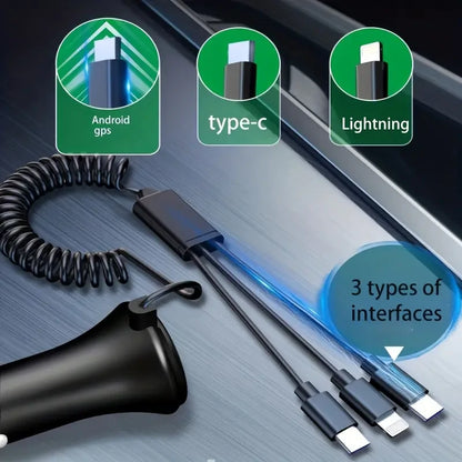 Cargador de CARRO Tranyoo de Tres Puntas 30W – Carga Súper Rápida para Todos tus Dispositivos