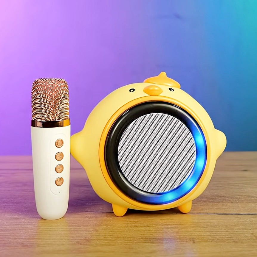 Mini Altavoz Karaoke Portátil para Niños Ref: 9834 | Modelo Pollito con Micrófono Inalámbrico