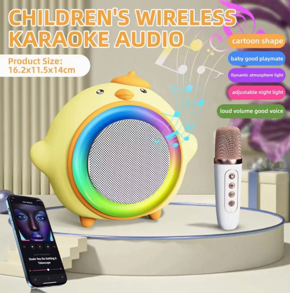 Mini Altavoz Karaoke Portátil para Niños Ref: 9834 | Modelo Pollito con Micrófono Inalámbrico