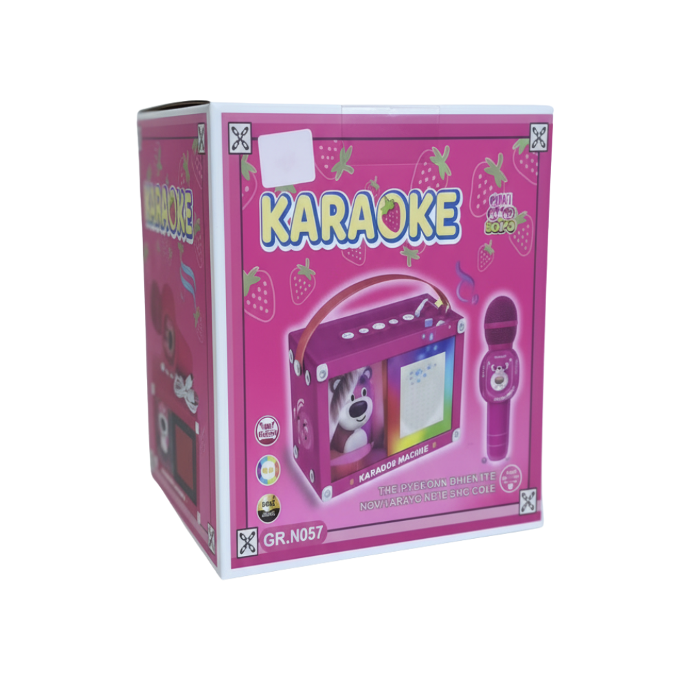 Karaoke Portátil Infantil con Micrófono Diseño Osito | 9837 - Bluetooth, Luces LED y USB/SD