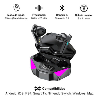 Audífonos Inalámbricos X15 RGB | Sonido Envolvente, Control Táctil y Caja con Pantalla LED