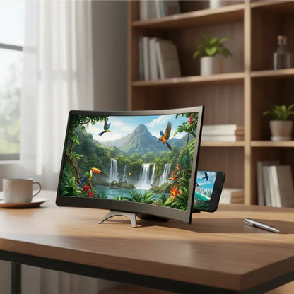 Amplificador de Pantalla Curva de 12" HD para Celular: Tu Cine Portátil Sin Cansancio Visual