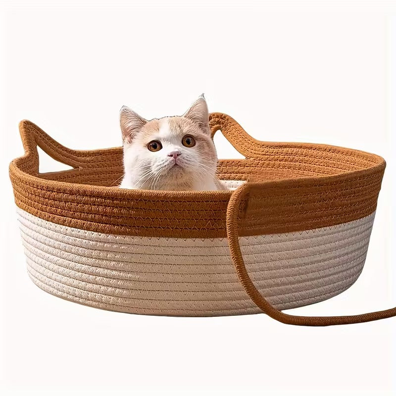 Cama para Gatos Grande (L) – Cama Tejida, Amplia, Suave y con Diseño Tipo Rascador