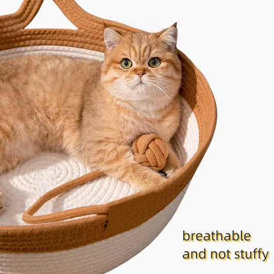 Cama para Gatos Grande (L) – Cama Tejida, Amplia, Suave y con Diseño Tipo Rascador