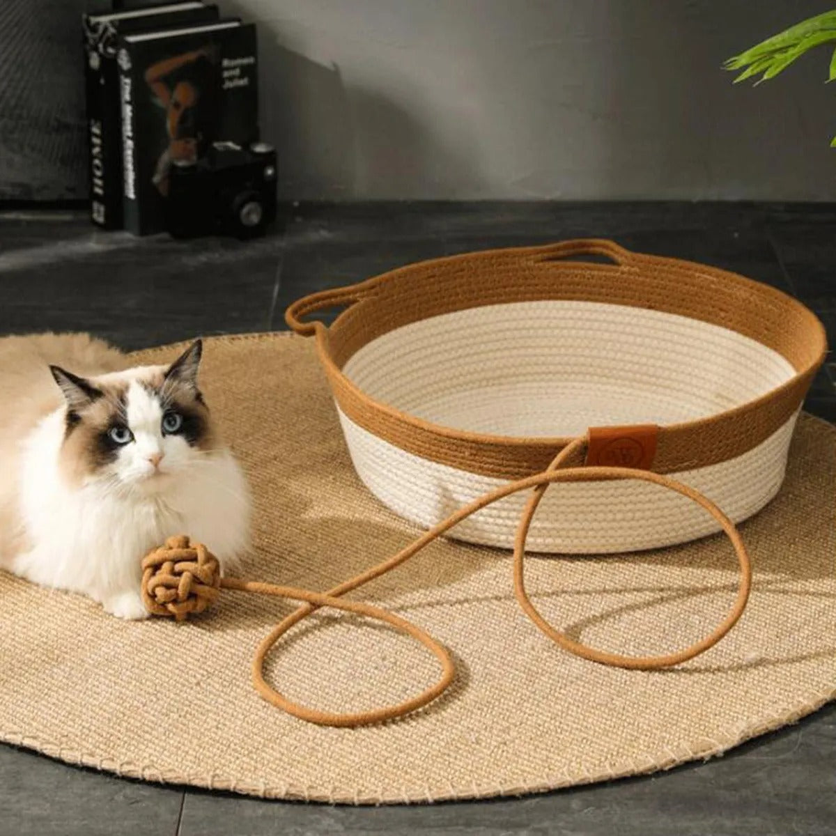 Cama para Gatos Grande (L) – Cama Tejida, Amplia, Suave y con Diseño Tipo Rascador