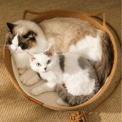 Cama para Gatos Mediana (M) – Cama Tejida, Suave y Espaciosa Tipo Rascador Decorativo