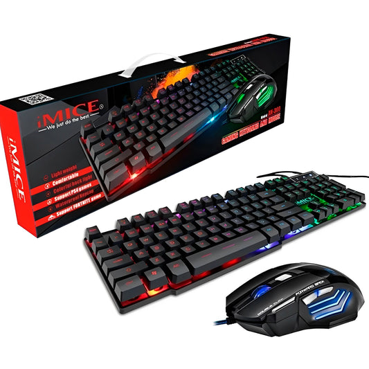Combo Gamer Teclado AN-300 con Mouse Óptico | Iluminación RGB y Precisión Total