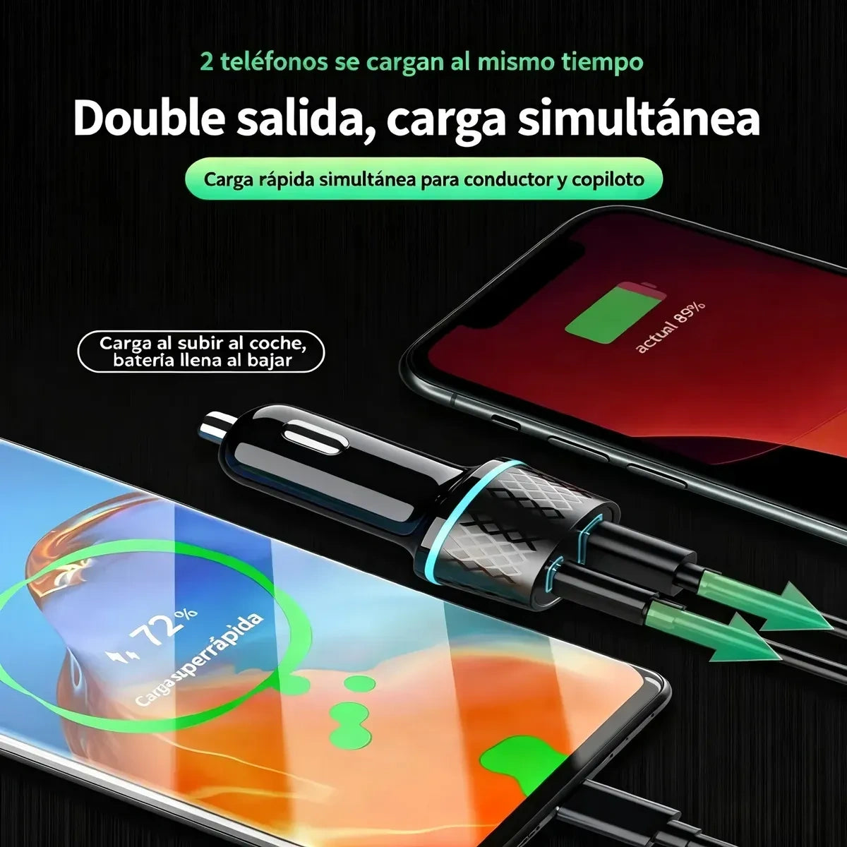Cargador de Auto Carga Rápida SEISA SM-FS448  Doble Puerto Tipo C/USB