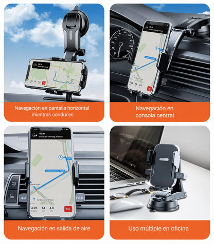Soporte Universal para Celular Carro | Ventosa Fuerte y Rotación Ajustable