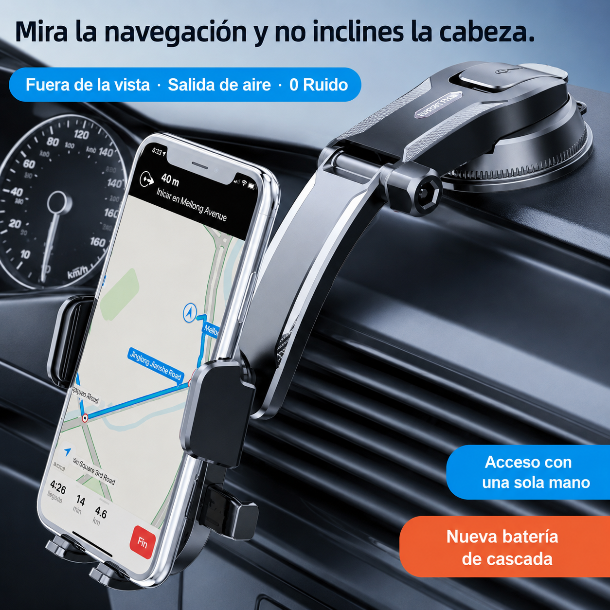 Soporte Universal para Celular Carro | Ventosa Fuerte y Rotación Ajustable
