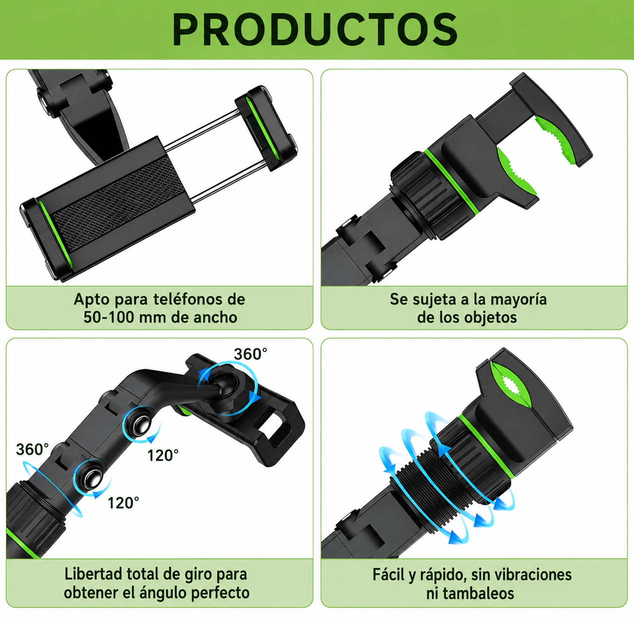 Soporte Celular Espejo Retrovisor 360° | Universal Ajustable para Carro