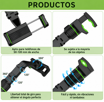 Soporte Celular Espejo Retrovisor 360° | Universal Ajustable para Carro