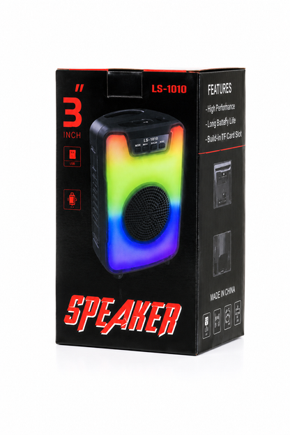 Parlante LS-1010 | Bluetooth 5.0, 5W, TWS, USB/AUX/FM + Luces LED